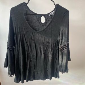 Black bell sleeve shirt